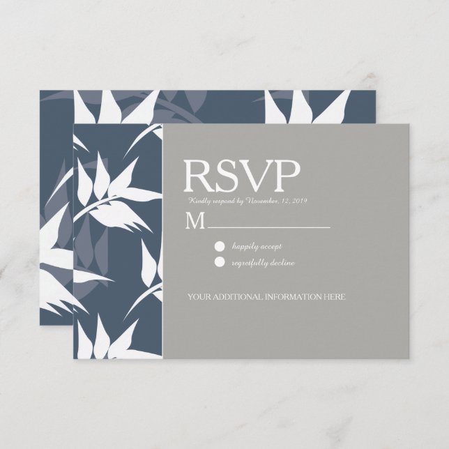 Invitación Elegante Boda de patrón blanco de la Marina de la  (Anverso / Reverso)