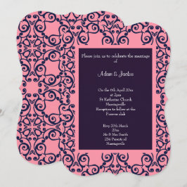 Invitación Elegante BODA de patrón de la Marina Rosa