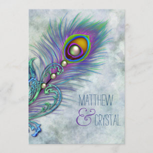 Invitación Elegante Boda de pavo real