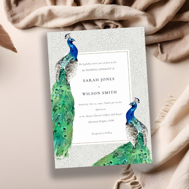 Invitación Elegante Boda de pavo real ornato elegante (Subido por el creador)
