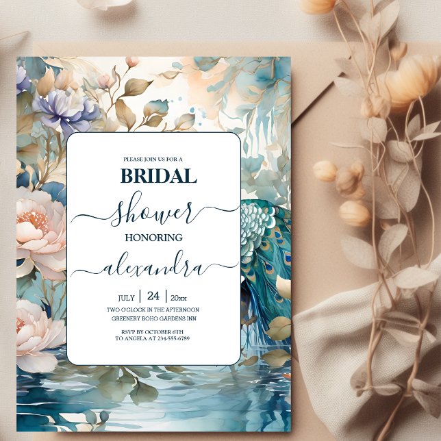 Invitación Elegante Boda de Peacock Chinoiserie (Subido por el creador)