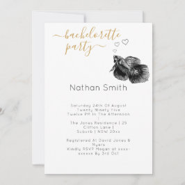 Invitación Elegante Boda de peces de color oro negro