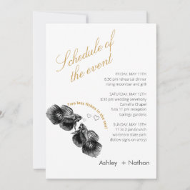 Invitación Elegante Boda de peces de color oro negro