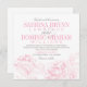 Invitación Elegante Boda de Peonía de Flores Gris Rosa (Anverso / Reverso)
