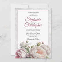 Elegante Boda de Peonies Florales Blancas Rosadas