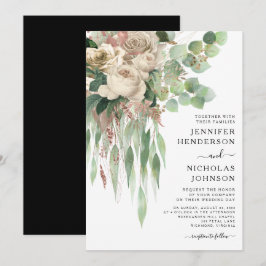 Invitación Elegante Boda de Peonies Rosados