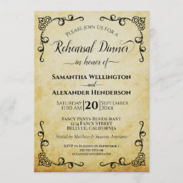 Invitación Elegante Boda de pergamino de época para la cena