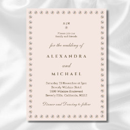 Invitación Elegante Boda de Perla Beige Rosa Monograma en