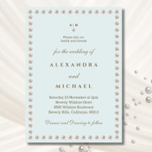 Elegante Boda de Perla del Monograma Azul