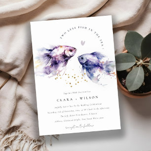 Invitación Elegante Boda de Pescado Costero Lilac