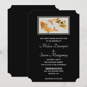 Invitación Elegante Boda de pescado de Koi Gold