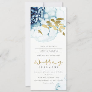 INVITACIÓN ELEGANTE BODA DE PESCADO MARÍTIMO DE ORO BAJO EL M