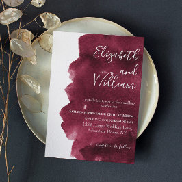 Invitación Elegante Boda de pincel de color burdeos