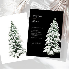 Invitación Elegante Boda de Pino Nevado de Invierno Negro