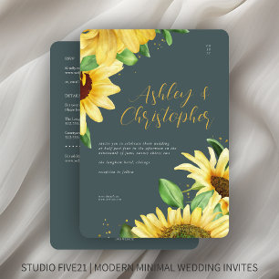 Invitación Elegante Boda de pizarra de girasol ruso todo en u