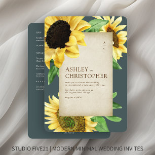 Invitación Elegante Boda de pizarra de girasol ruso todo en u