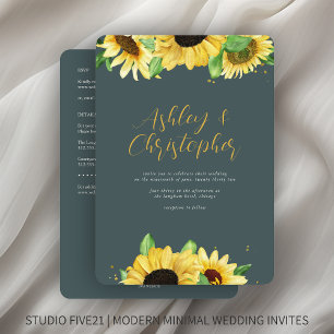 Invitación Elegante Boda de pizarra de girasol ruso todo en u