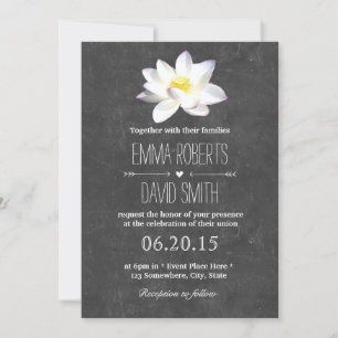 Invitación Elegante Boda de pizarra rústica de Lotus Floral