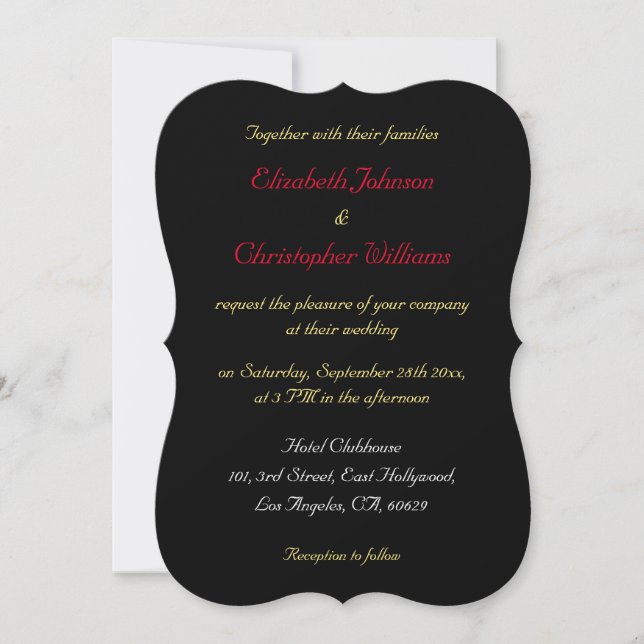 Invitación Elegante Boda de plata de oro negro personalizado (Anverso)