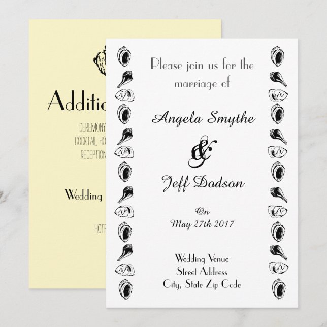 Invitación Elegante Boda de Playa (Anverso / Reverso)