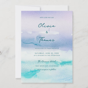 Invitación Elegante Boda de Playa de Paisaje Oceánico Misty