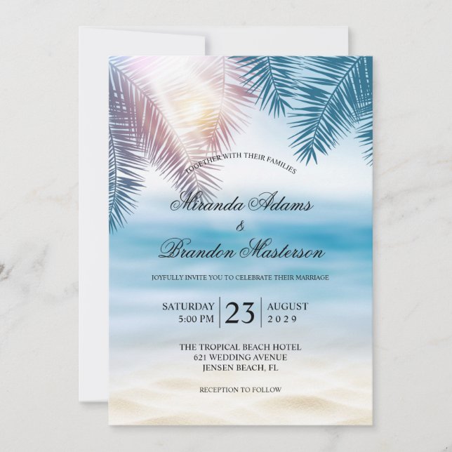 Invitación Elegante Boda de Playa de Verano del Océano Tropic (Anverso)