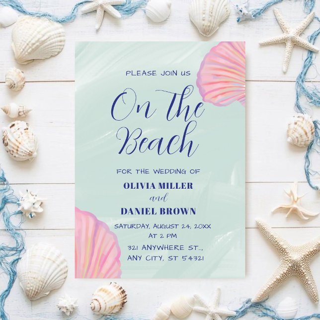 Invitación Elegante Boda de Playa Pastel Oceánico (Subido por el creador)