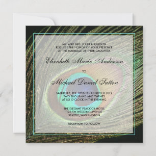 Invitación Elegante Boda de plumas de pavo real
