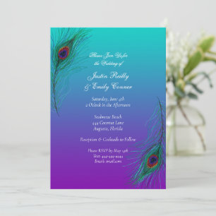 Invitación Elegante Boda de plumas de pavo real