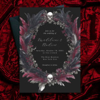 Elegante Boda de plumas rojas góticas negras