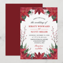 Elegante Boda de Poinsettia Roja de Invierno con A