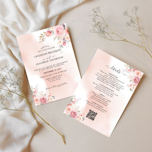 Invitación Elegante Boda De Presupuesto De Mist Rosa Floral