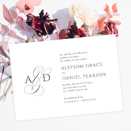 Invitación Elegante Boda de presupuesto de monograma de guión