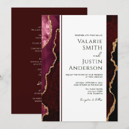 Invitación Elegante Boda de presupuesto del Agate Borgoña tod