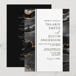 Invitación Elegante Boda de presupuesto del Agate Negro todo