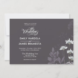 Invitación Elegante Boda de presupuesto floral y de fondo osc