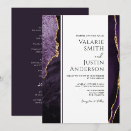 Invitación Elegante Boda de presupuesto morado agado todo en