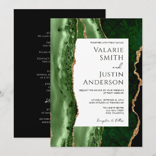 Invitación Elegante Boda de presupuesto verde esmeralda todo