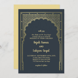 Invitación Elegante Boda de puerta de enlace indio gris pizar