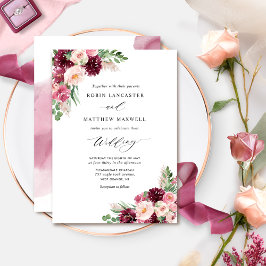 Invitación Elegante Boda de pulverizadores florales de Rubor 