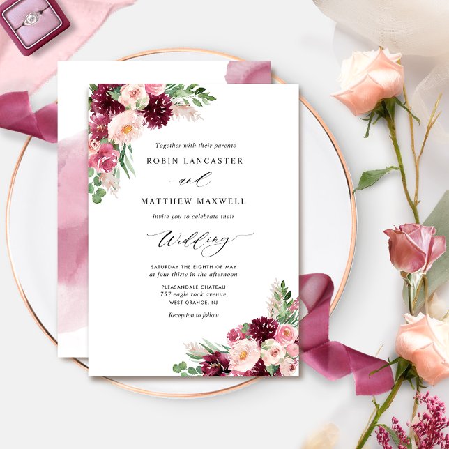 Invitación Elegante Boda de pulverizadores florales de Rubor  (Subido por el creador)