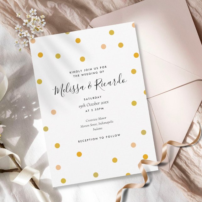 Invitación Elegante Boda de puntos de polka dorada (Subido por el creador)
