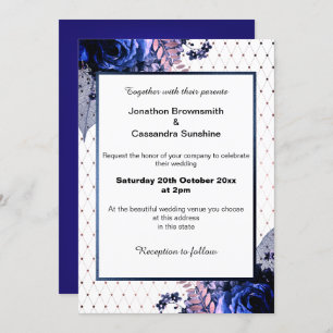 INVITACIÓN ELEGANTE BODA DE PÚRPURA AZUL DE BOUQUET