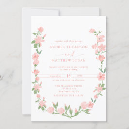 Invitación Elegante Boda de QR Botánico Floral de Peach