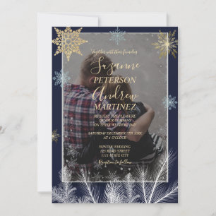 Invitación Elegante Boda de ráfagas de nieve de la Marina Rus