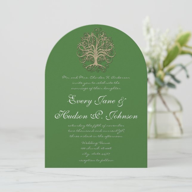 Invitación Elegante Boda de raíces de árbol giratorio (Anverso de pie)