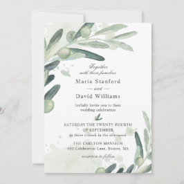 Invitación Elegante Boda de Rama de Pizarra de Olivo