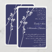 Elegante Boda de rama floral azul de la Marina