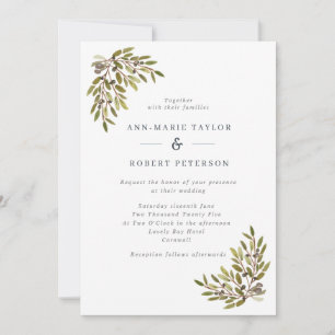 Invitación Elegante Boda de ramas de olivo