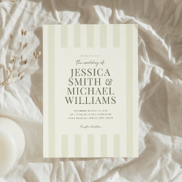 Invitación Elegante Boda de rayas verde oliva